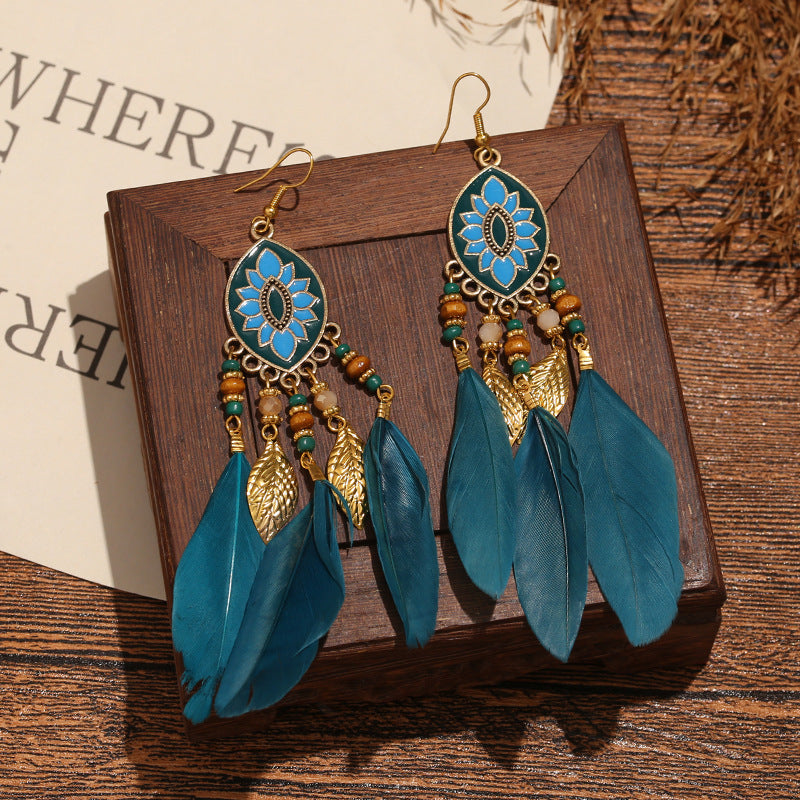 Ear Hook Personality Metal Leaf Handmade Earrings