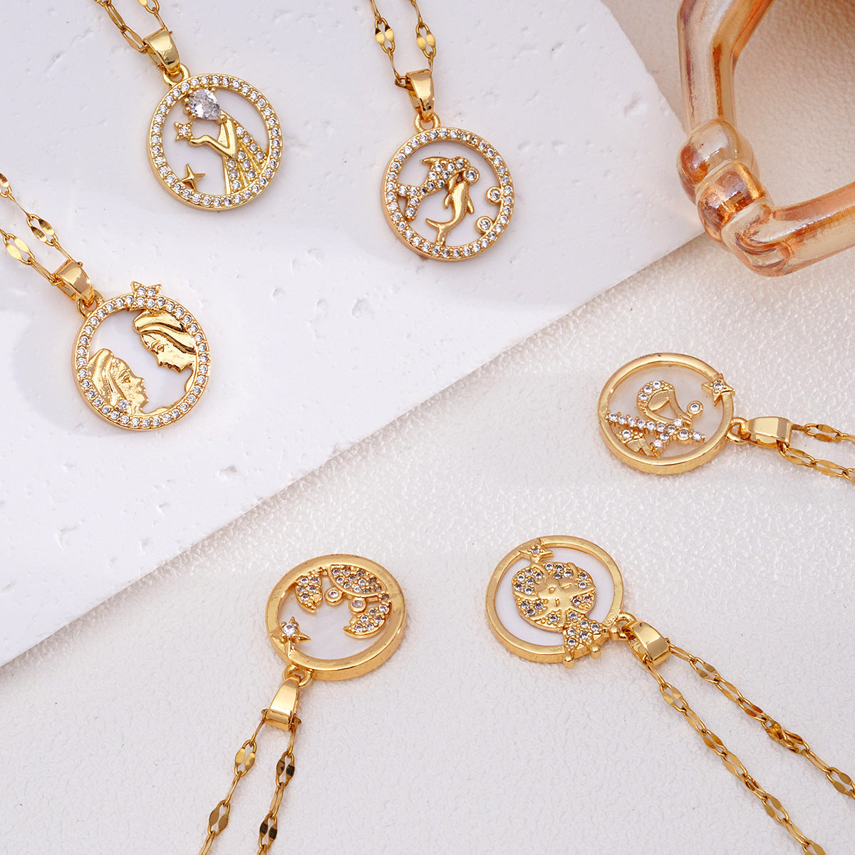 Women's Fashion Twee Constellations Design High-grade Real Gold Necklaces