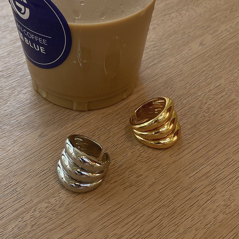 Women's Brass Real Gold Electroplated French Exaggerated Rings