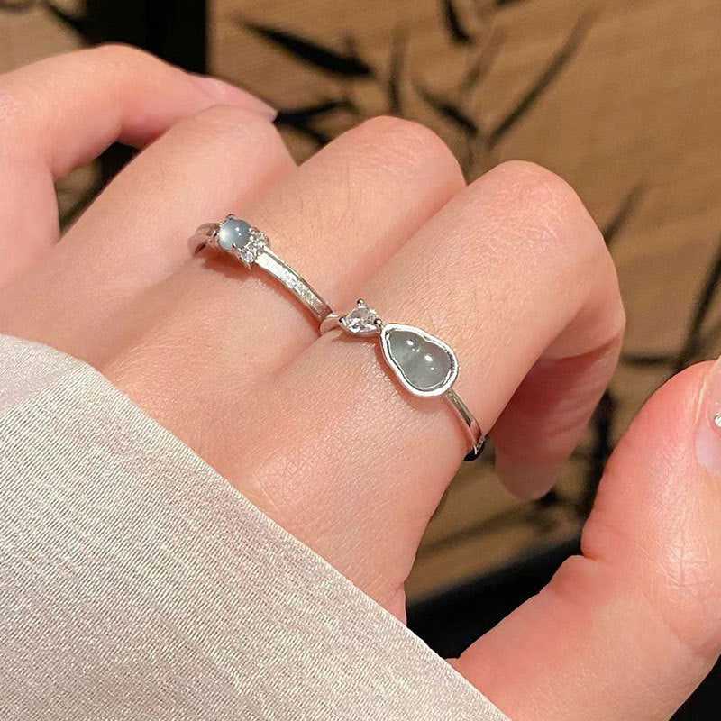 Feeling Chalcedony Gourd Water Drop Female Rings