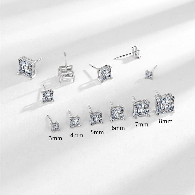 Women's Princess Square Diamond For Special Interest Earrings