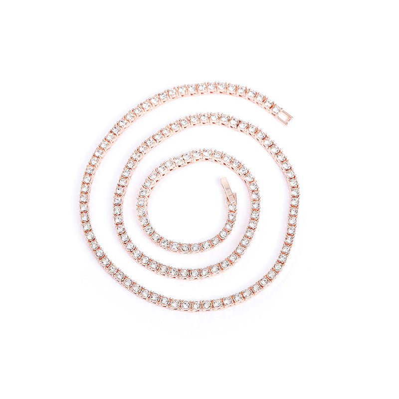 Women's & Men's Alloy Rhinestone Line Tennis Gold High-grade Necklaces