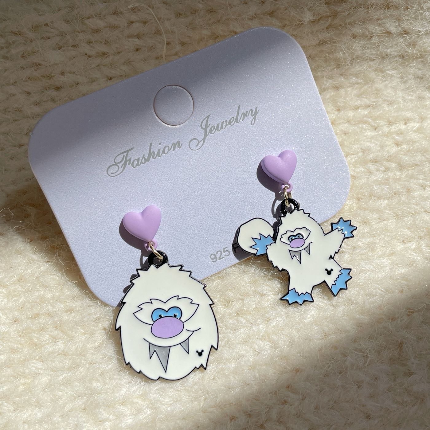 Female Sier Needle Niche Design Cartoon Earrings