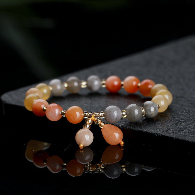 Women's Natural Jade Safety Buckle Colored Beaded Bracelets