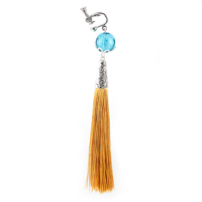 Travelers Empty Autumn Unilateral Temperament Feather Tassel Carved Earrings