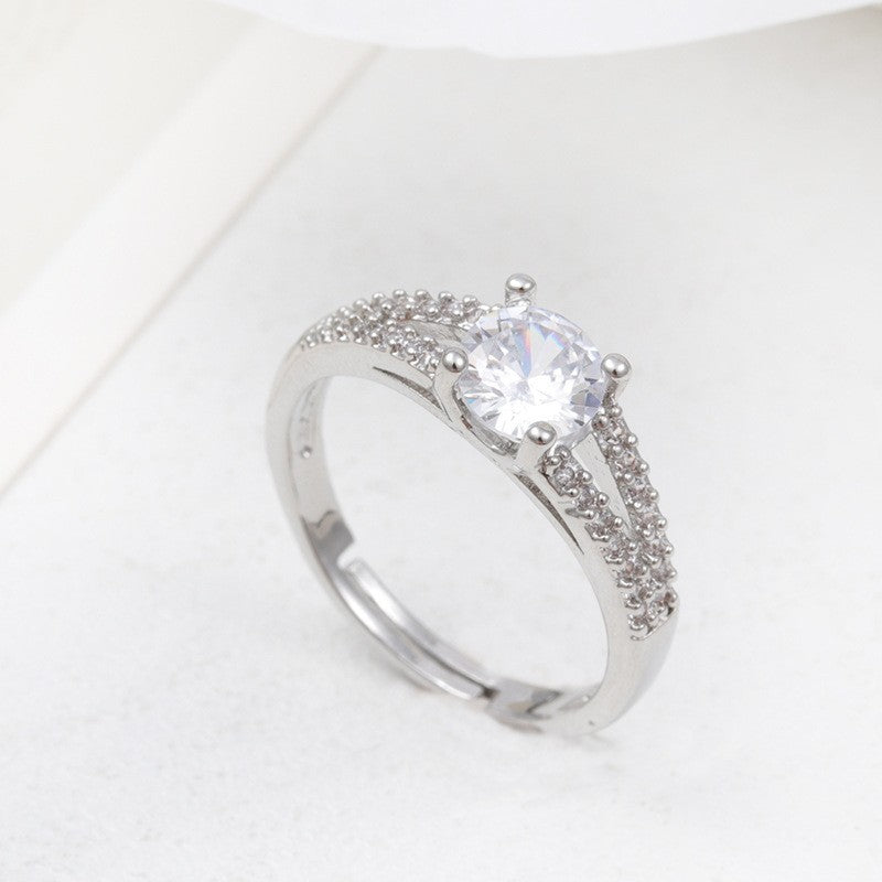 Micro Inlaid Zircon Pearl White Female Rings