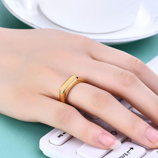 Creative Simple Titanium Steel Casting Oval Rings