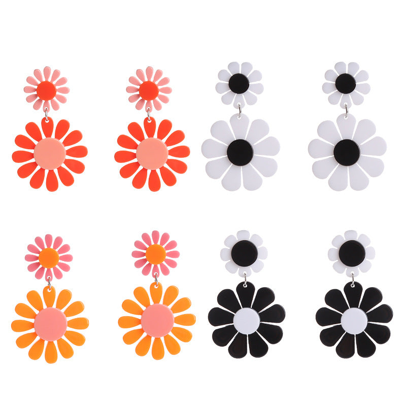 Jewelry Bohemian Simple Flowers Contrast Color Earrings