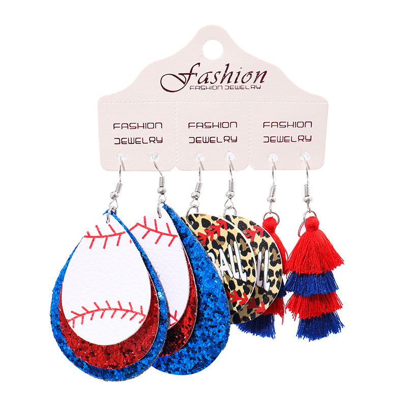 Suit Christmas Gift Football Rugby Softball Earrings