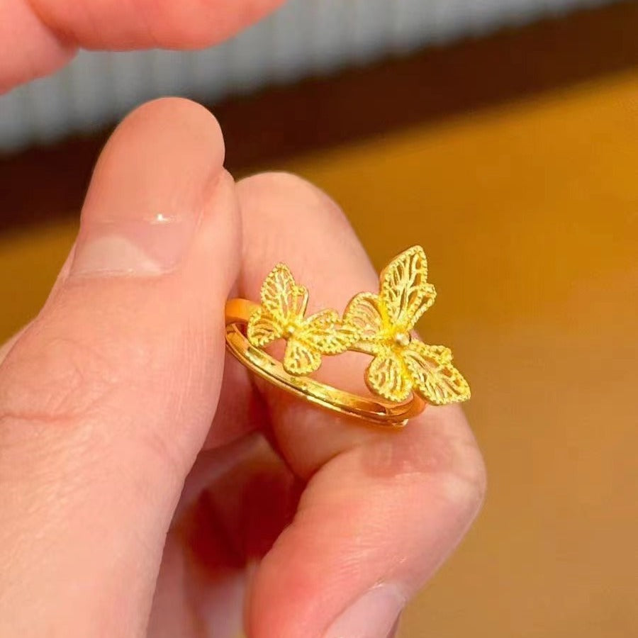 Butterfly Gold-plated Design Light Luxury Open Rings