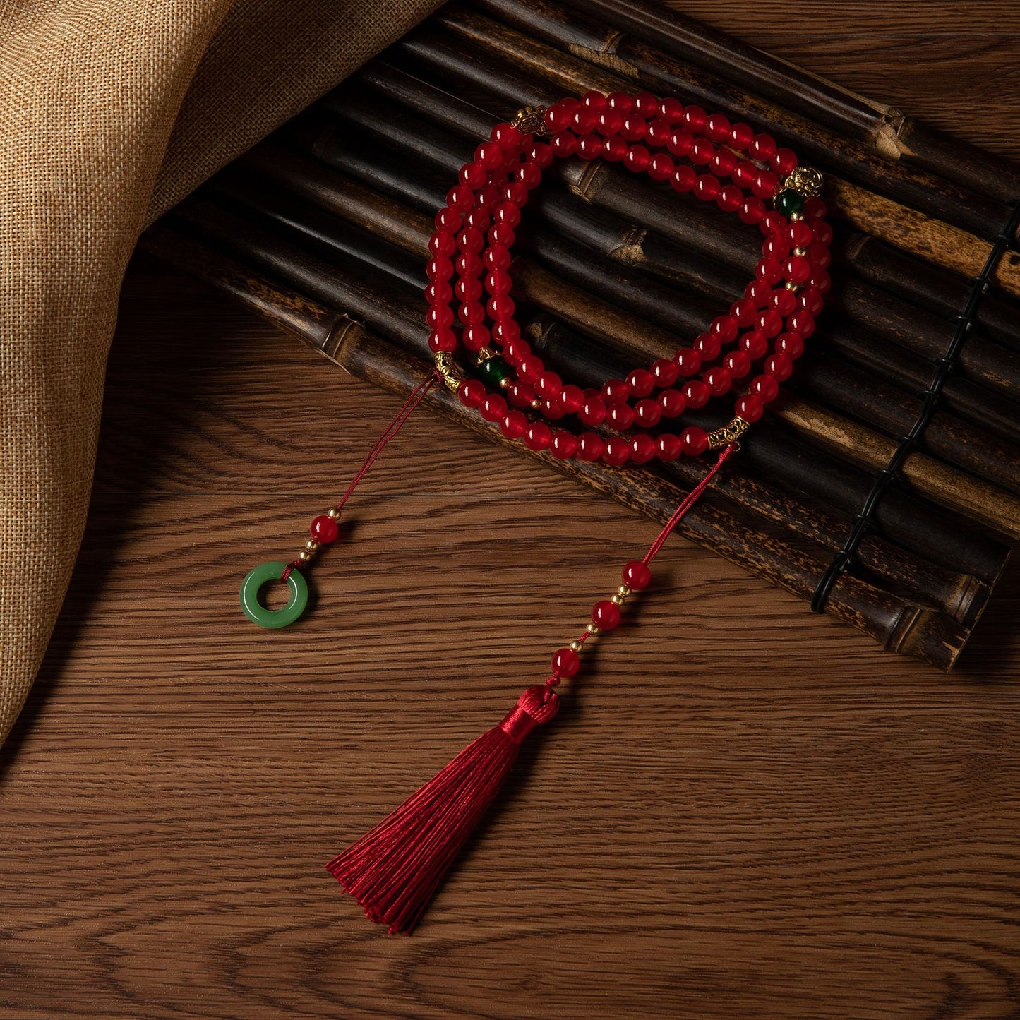 Style Long Beaded Chinese Green Tassel Necklaces