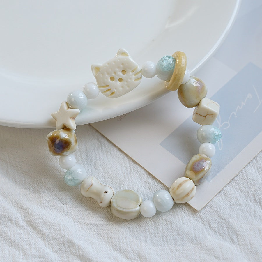 Ceramic High-grade Biscuit Cat Series Design Bracelets