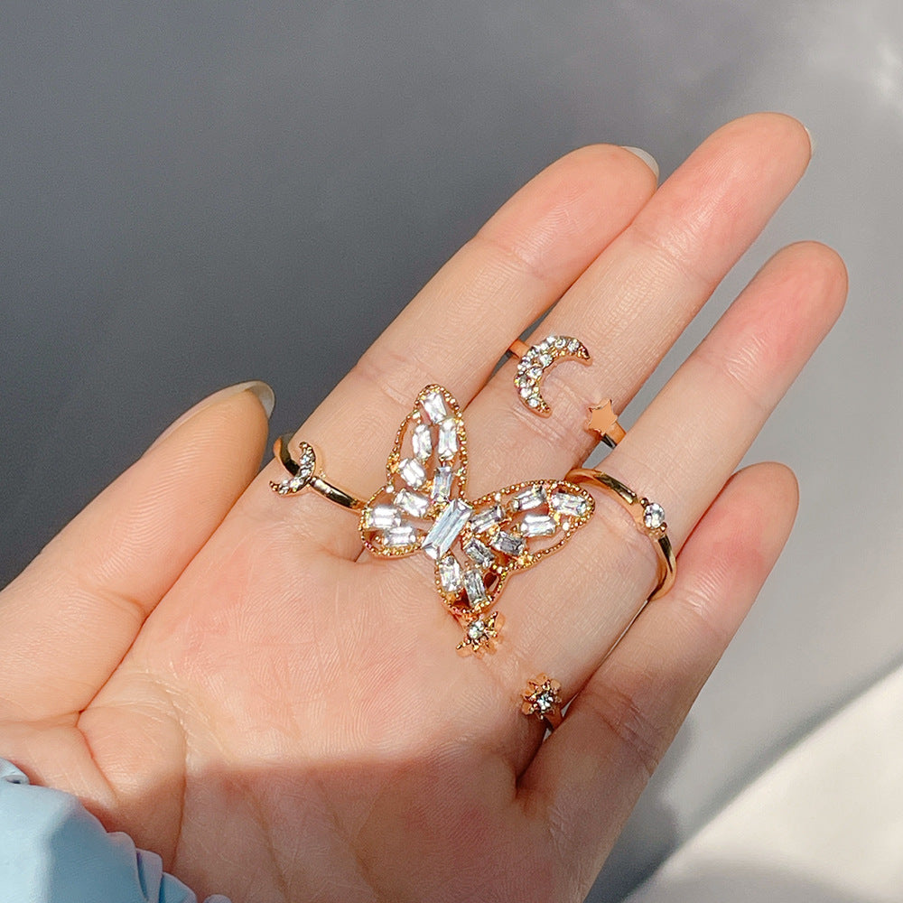 Women's Retro Golden Personality Independent Packaging Butterfly Rings