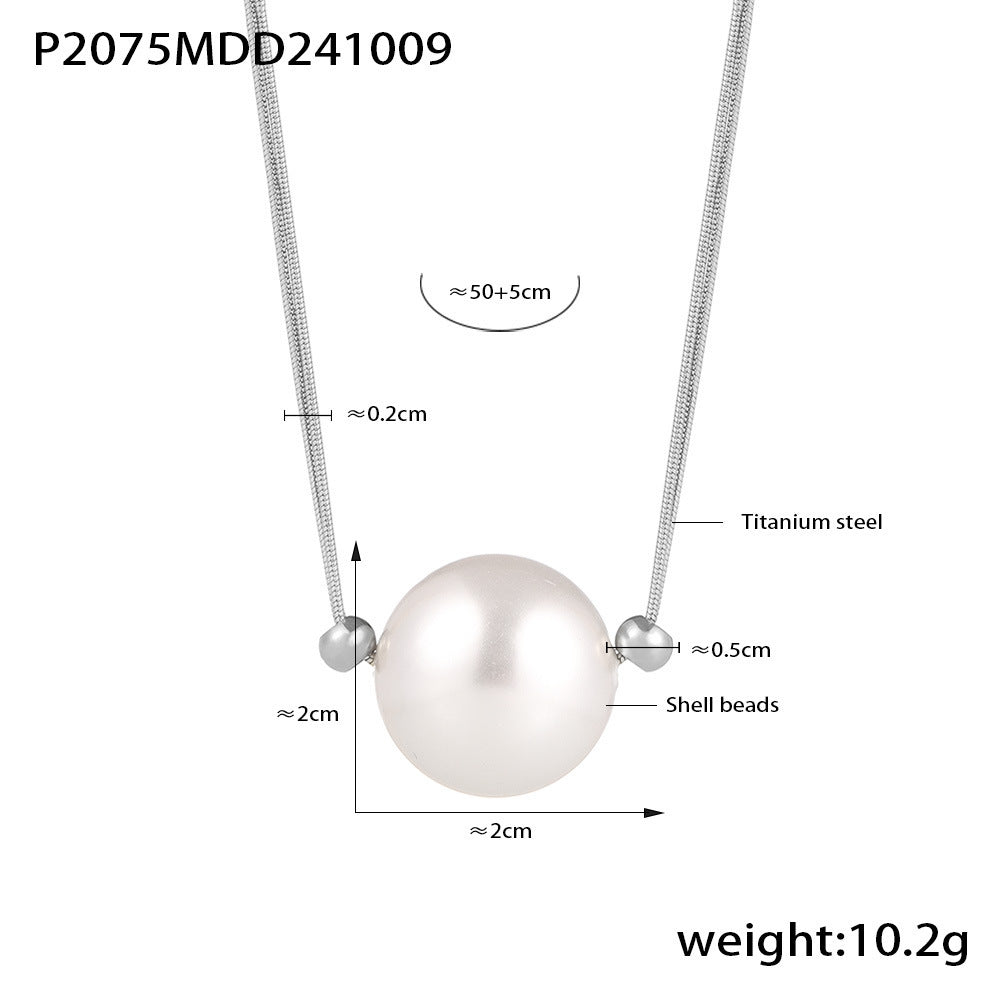 Pearls Titanium Steel Round Snake Clavicle Necklaces