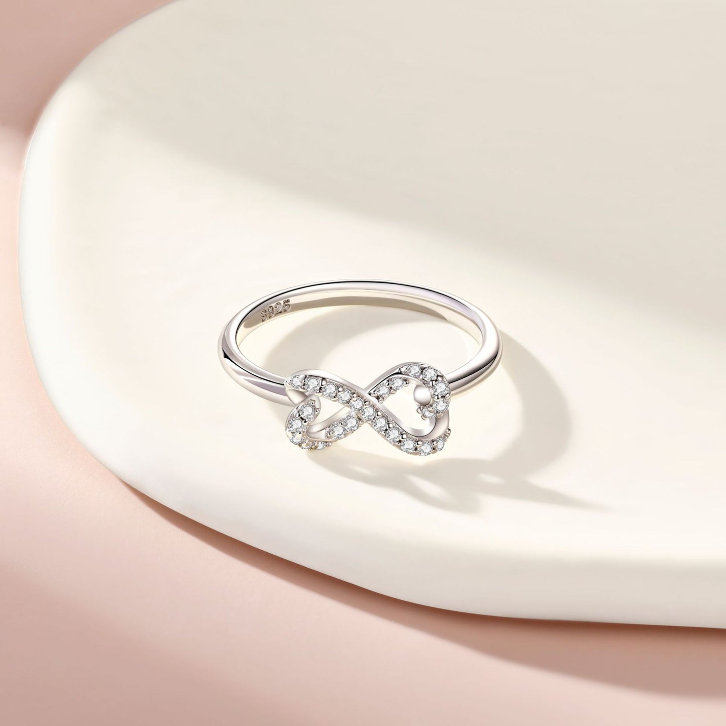 Women's Sterling Sier Bow Love Heart-shaped Design Rings