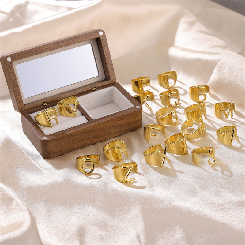 Letters Female Style Fashion Knuckle Personality Vintage Stainless Rings