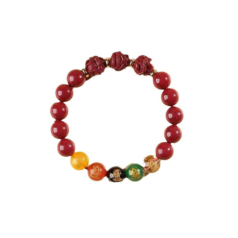 Women's & Men's Raw Ore Five Gods Of Wealth Lucky Beads Triple Bracelets