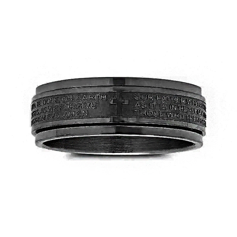 Inspirational Text Titanium Steel Rotatable Hand Rings