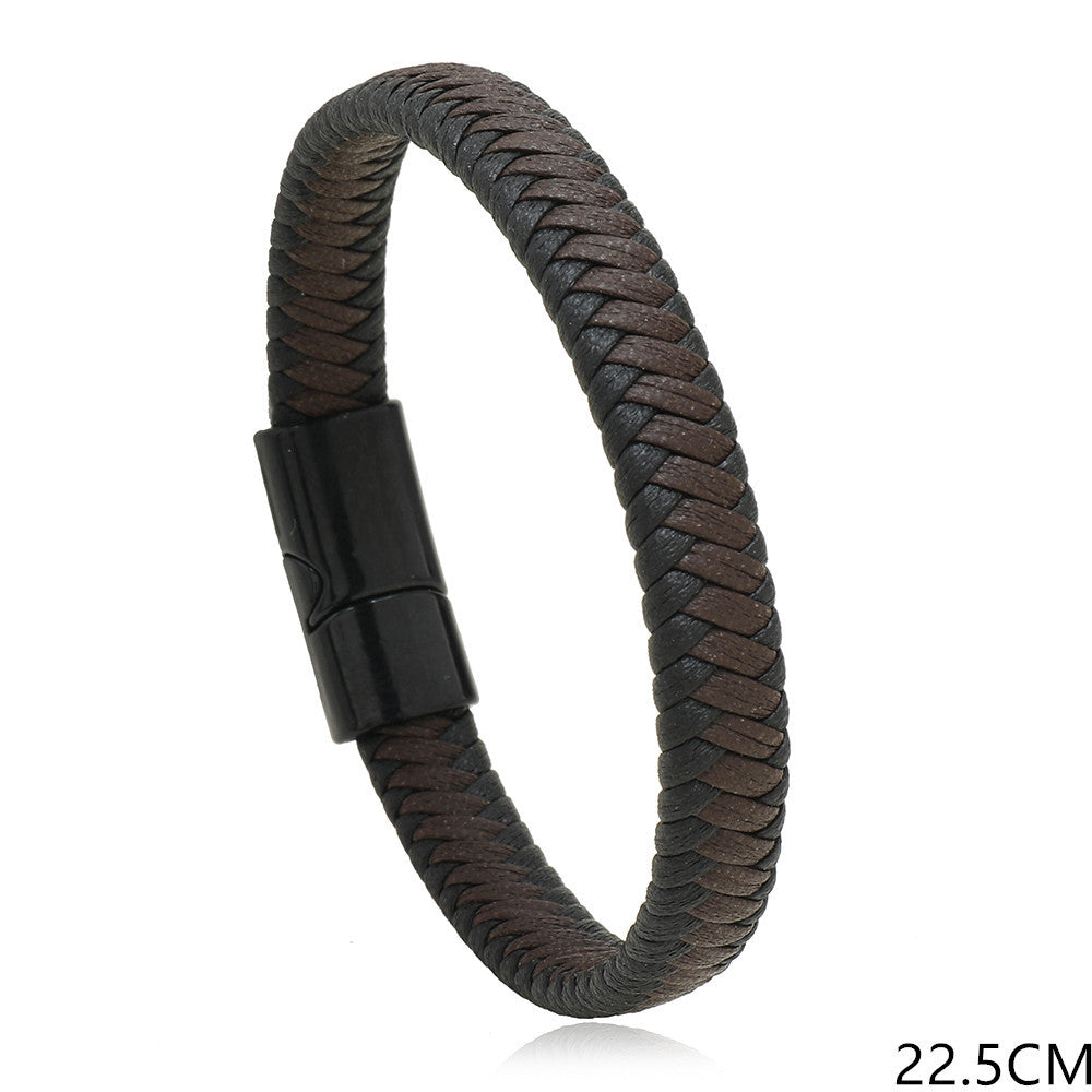 Men's Leather Hand-woven Simple Casual Magnetic Snap Bracelets