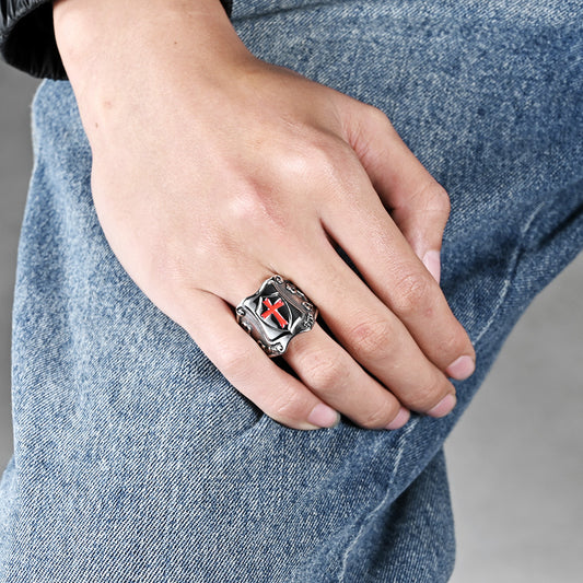 Men's Cross Eastward Legion Shield Titanium Steel Rings