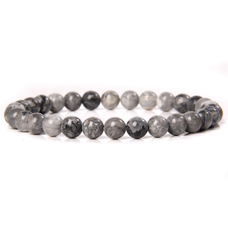Women's & Men's Single Circle Beaded Natural Agate Stone Bracelets