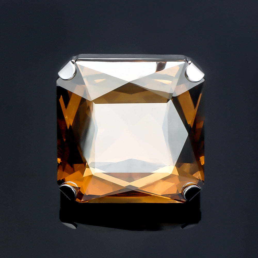 Women's Luxury Square Niche Advanced Exaggerated Opening Rings