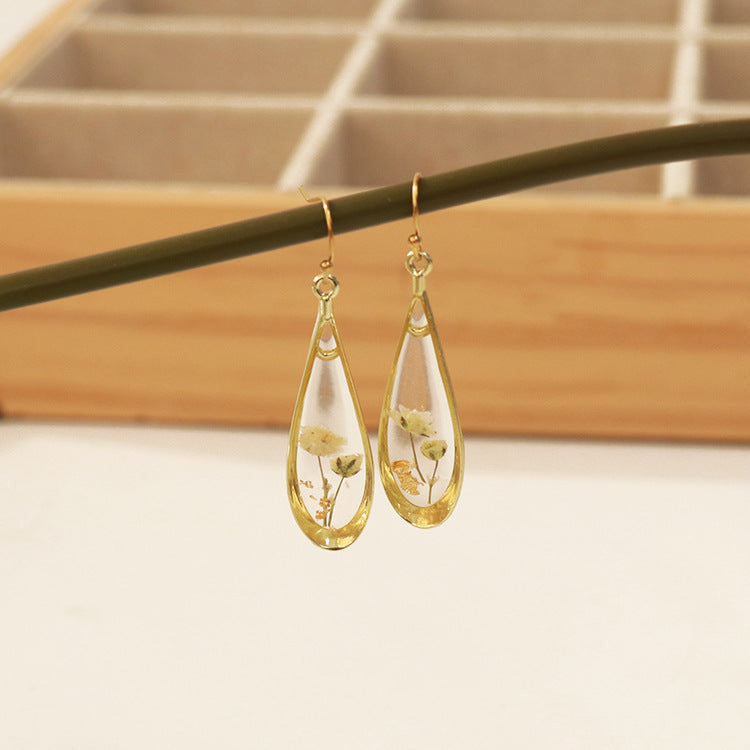 Fashion Modern Dried Flower Preserved Fresh Earrings
