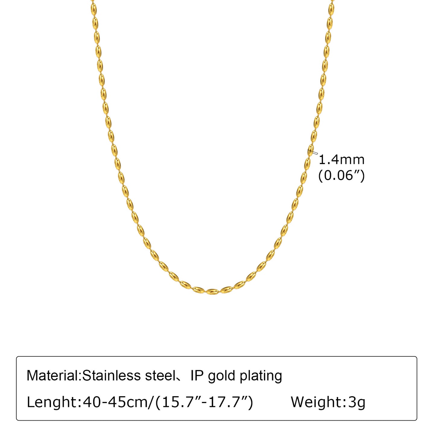 Women's Stainless Steel Beads Rugby Bead Simple Necklaces