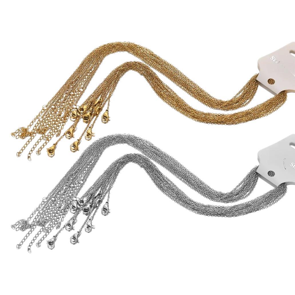 Stainless Steel Gold-plated Sier-plated Flat Chain Necklaces