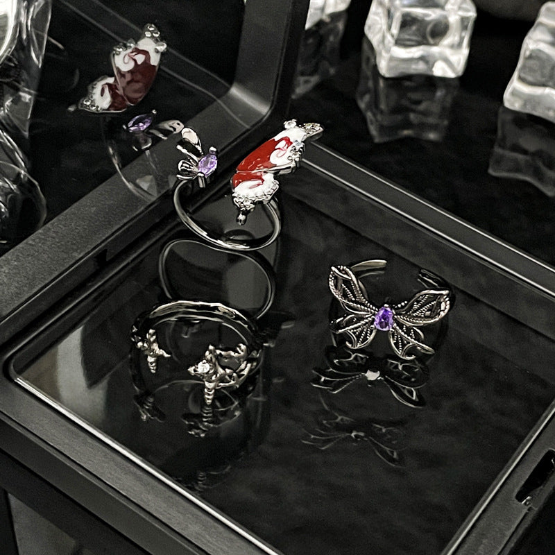 Punk Twin Open Female Unisex Style Rings