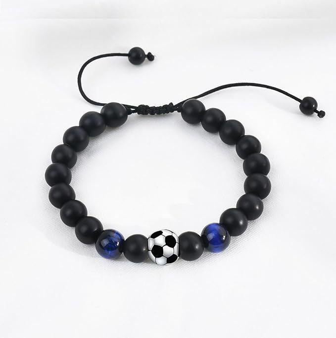 Football Beaded Gift Black Frosted Tigereye Bracelets