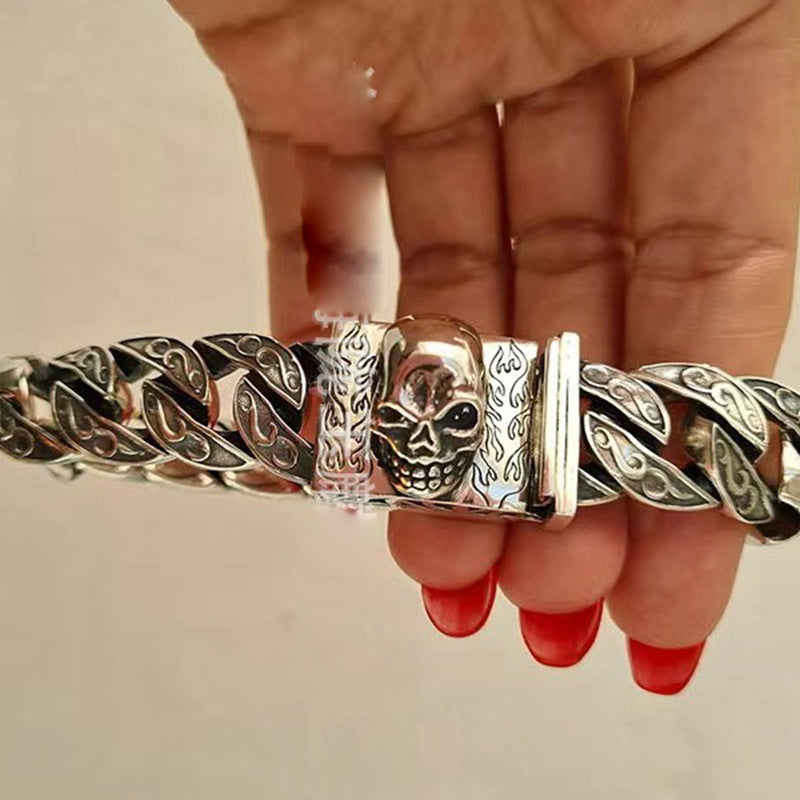 Thai Sier Retro Skull Cuban Fashion Bracelets