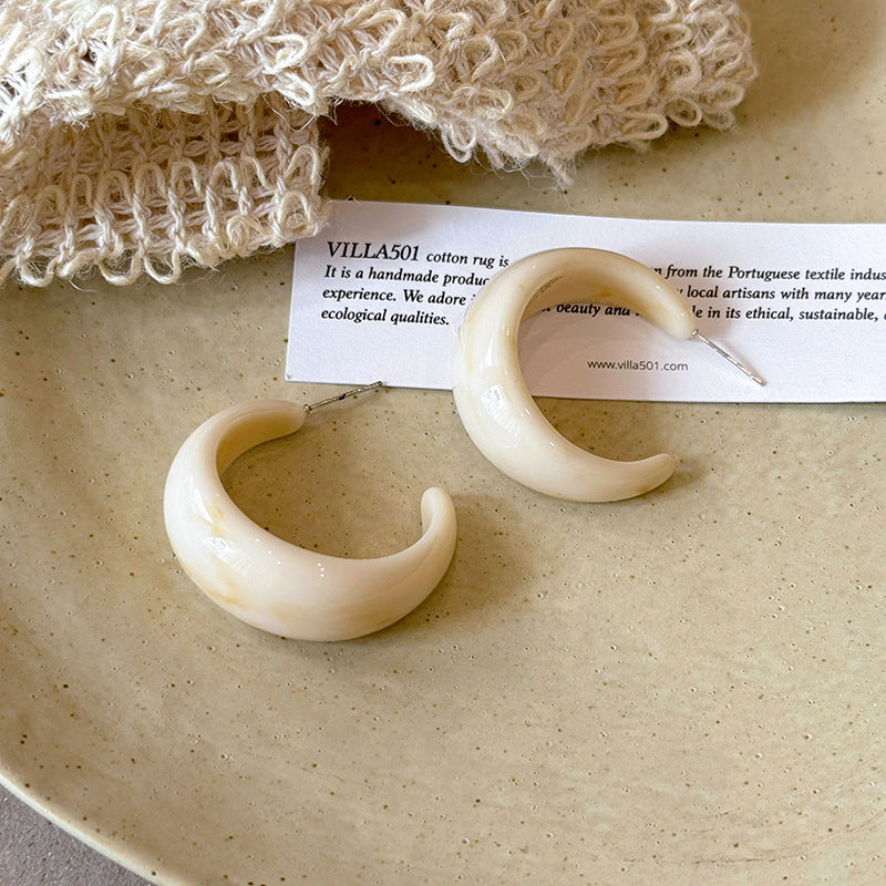 Women's White French Type Resin For Exaggerated Personalized Unique Hoop Rings