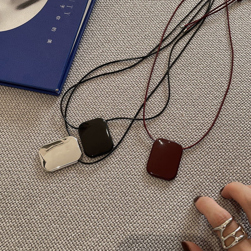 Women's Rectangular Long Design High-grade Accessories Sweater Necklaces