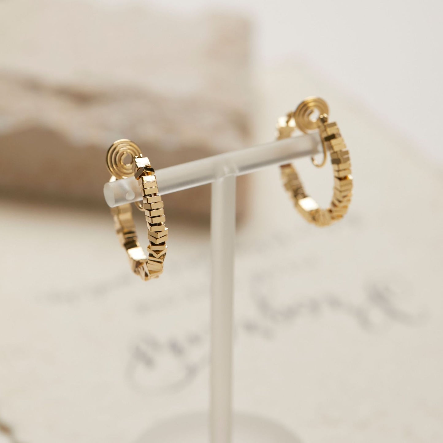 Needle Design Metal Small Square Pieces Earrings