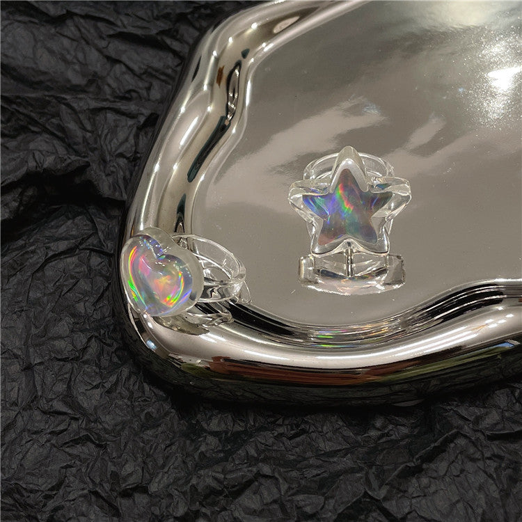 Pink Square Style Roses Transparent Resin Rings