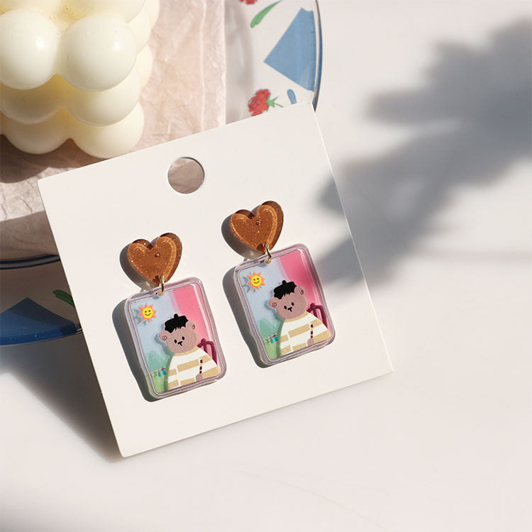 Colorful Flower Niche Design Female Contrast Earrings