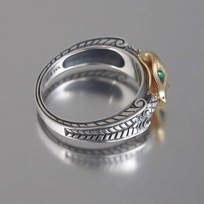 Women's & Men's Punk Sier Two-tone Snake Fashion Ornament Rings