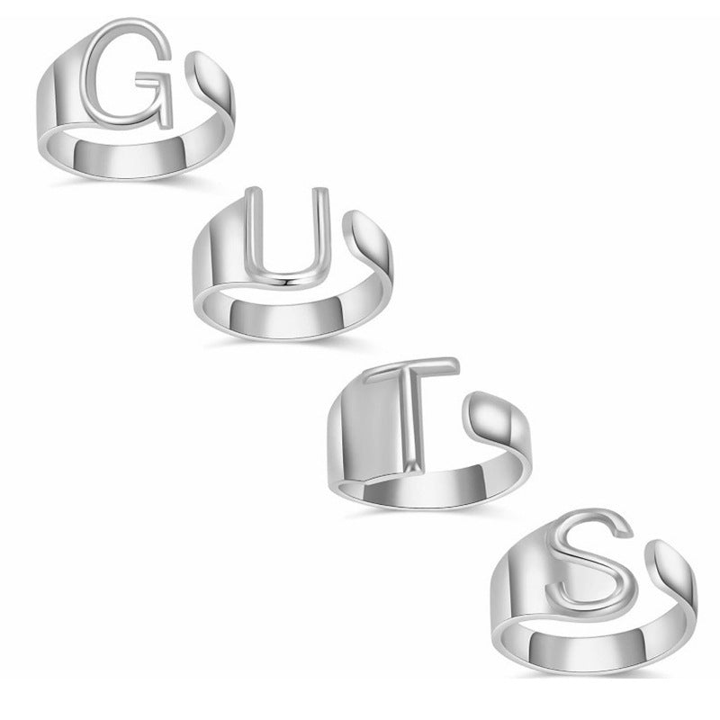Jewelry English Letters Opening Titanium Steel Rings