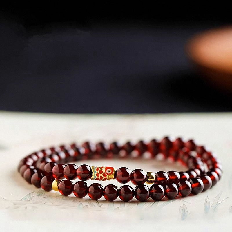Women's Imitation Garnet Gift National Style Double Bracelets