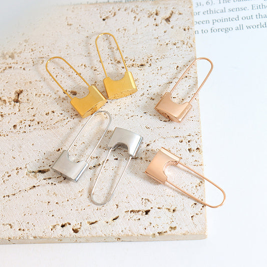 Women's Simple Personality Lock Head Street Style Titanium Steel For Earrings