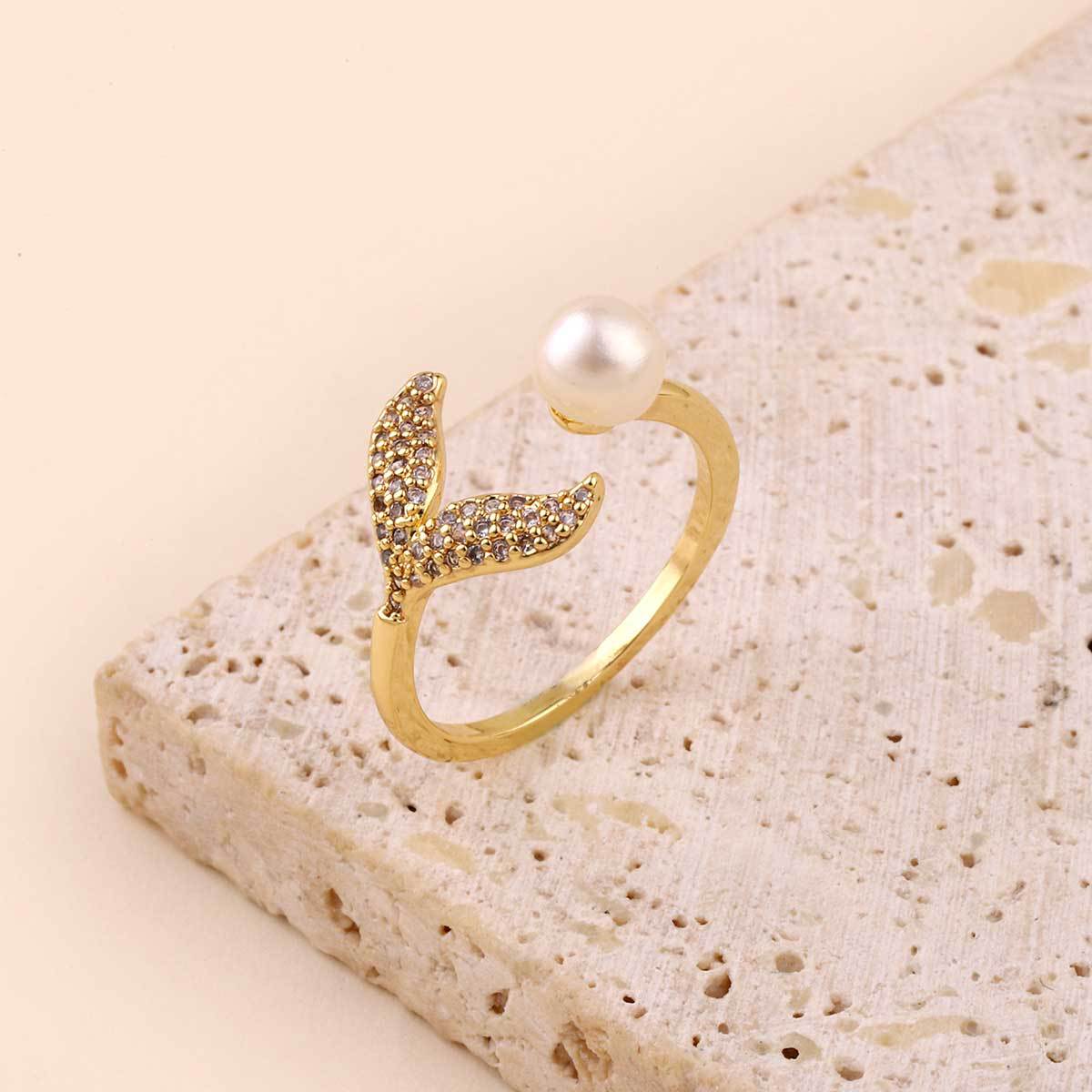 Real Gold Color Retaining Mermaid Tail Shell Rings