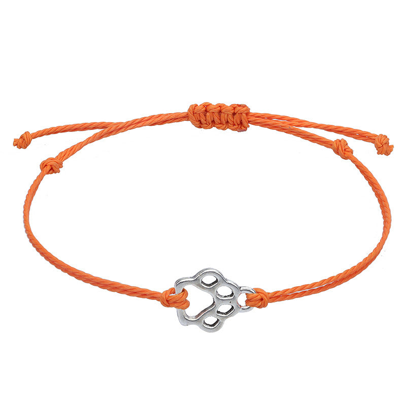 Women's Cat Dog Paw Prints Wax Line Bracelets