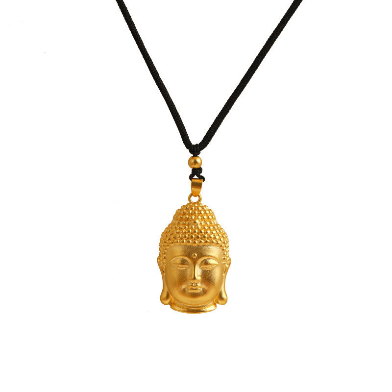 Women's & Men's Gold Plated Buddha Head Tathagata Amulet Necklaces
