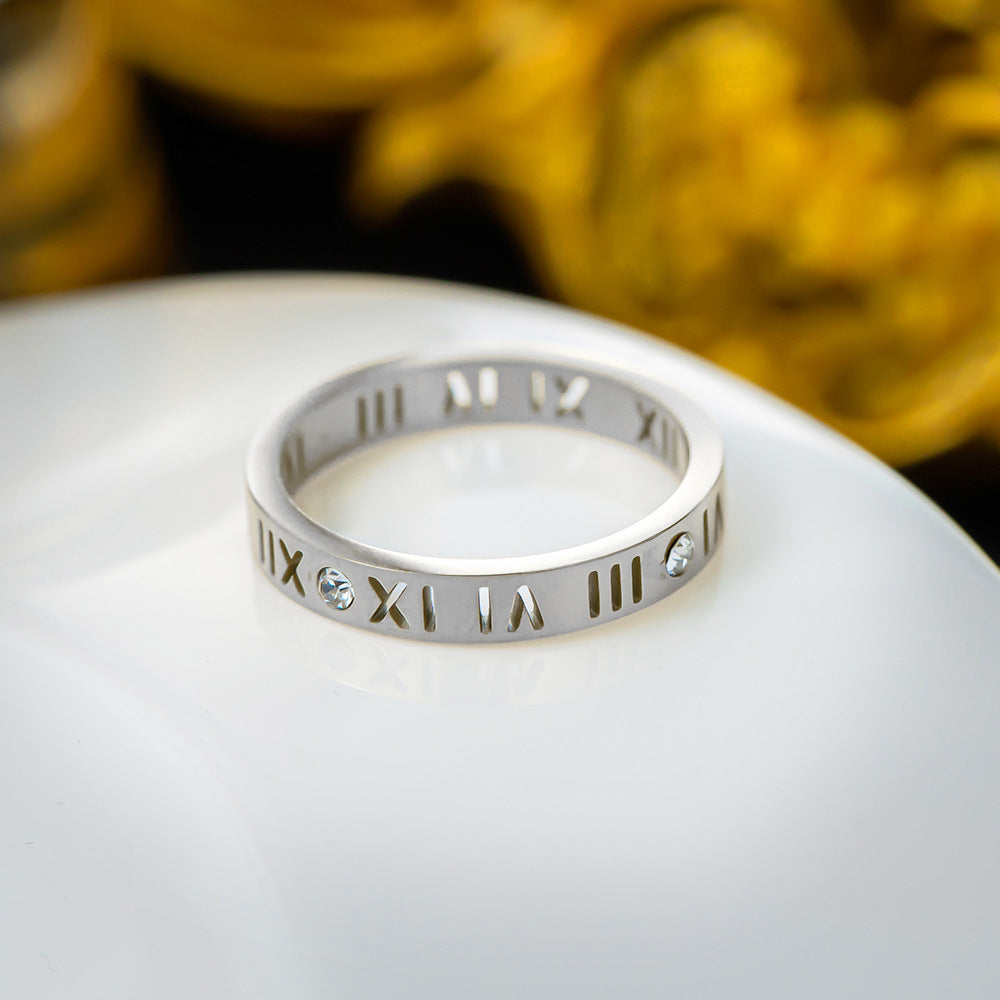 Titanium Female Simple Fashion Personality Style Gold Index Rings