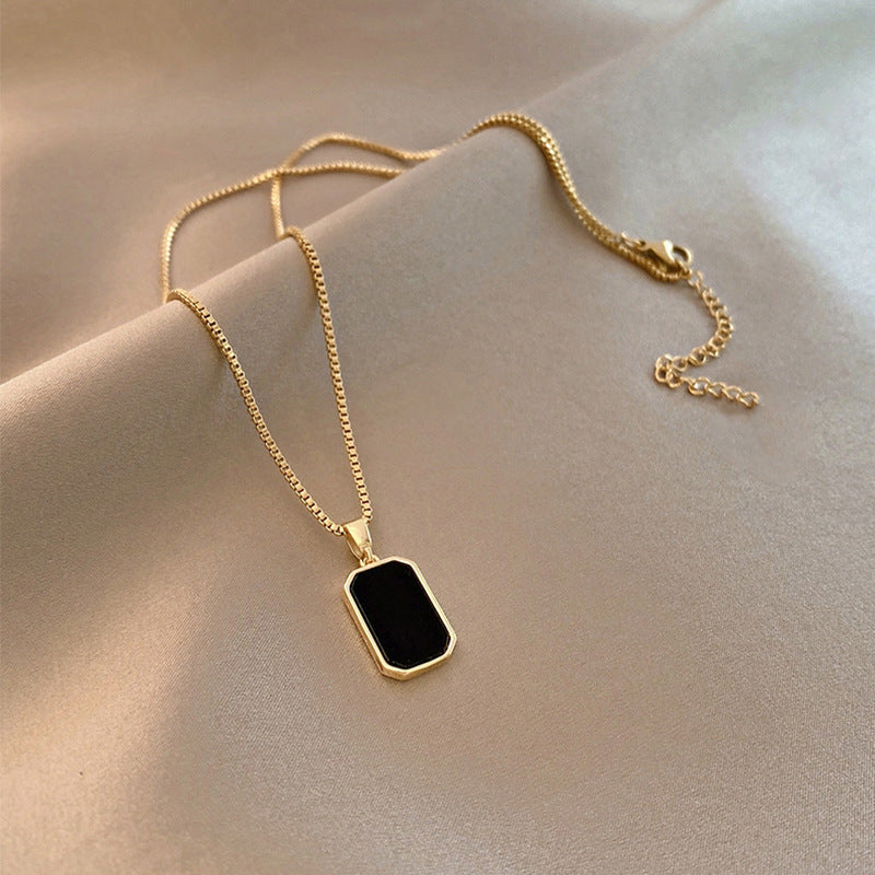 Women's Square Geometric Plate Vintage For Niche Necklaces