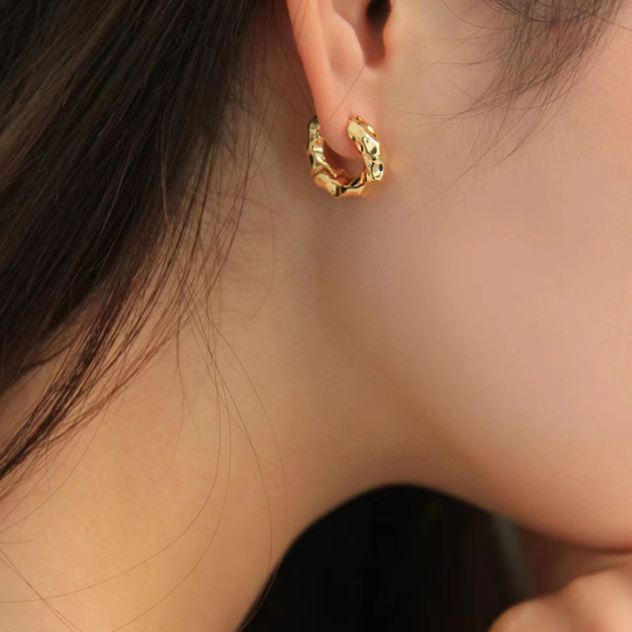Women's Bag Simple Personality Metal Texture Ear Earrings