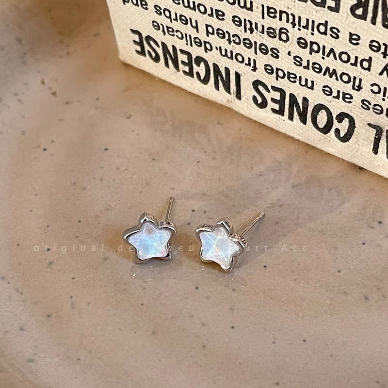 Bright Star Blue Zircon Sier Female Earrings