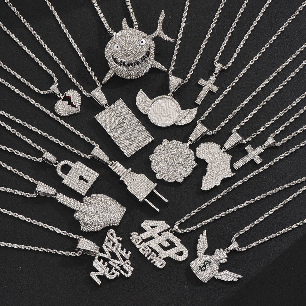 Men's Zircon Cross Design Clavicle Chain Hip Necklaces