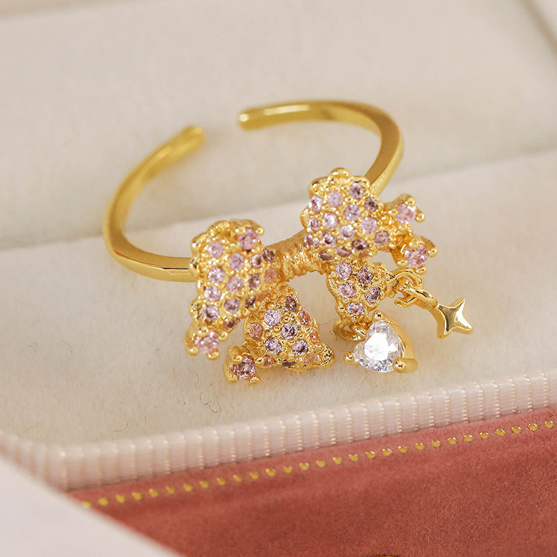 Micro Inlaid Zircon Niche Design Adjustable Rings